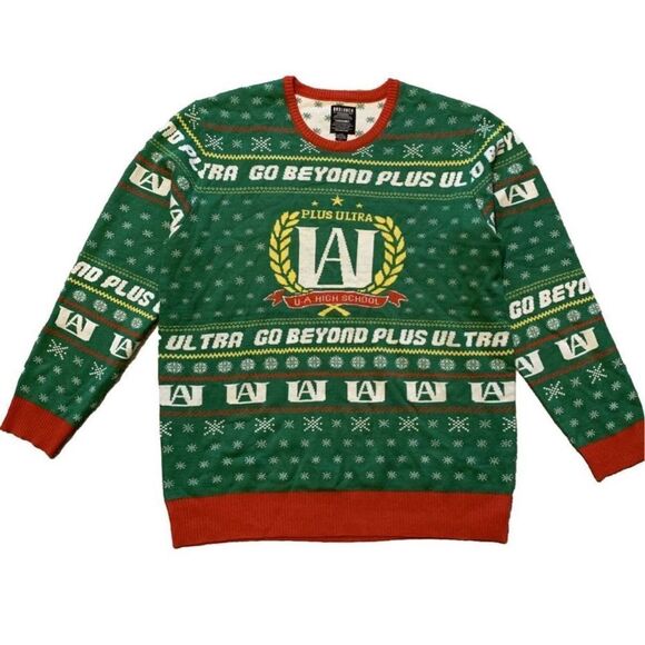 My Hero Academia Ugly Christmas Sweater Extra Large Green Anime Box Lunch NWT - Picture 6 of 6